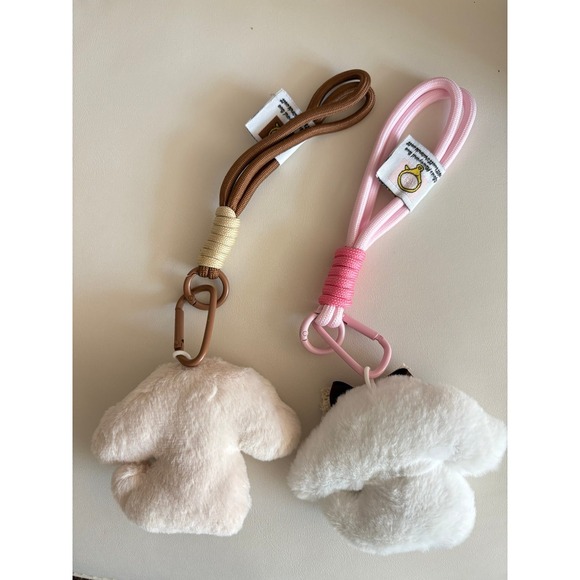 Bichon Frise Plush Keychain Couple Set 2PCS Matching Puppy Bag Charms new - Picture 3 of 4